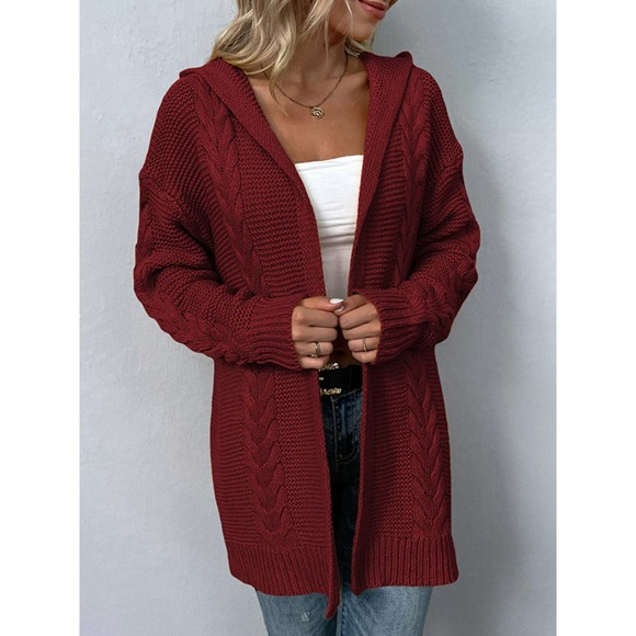 Cable-Knit Longline Hooded Cardigan - Picture 7 of 7